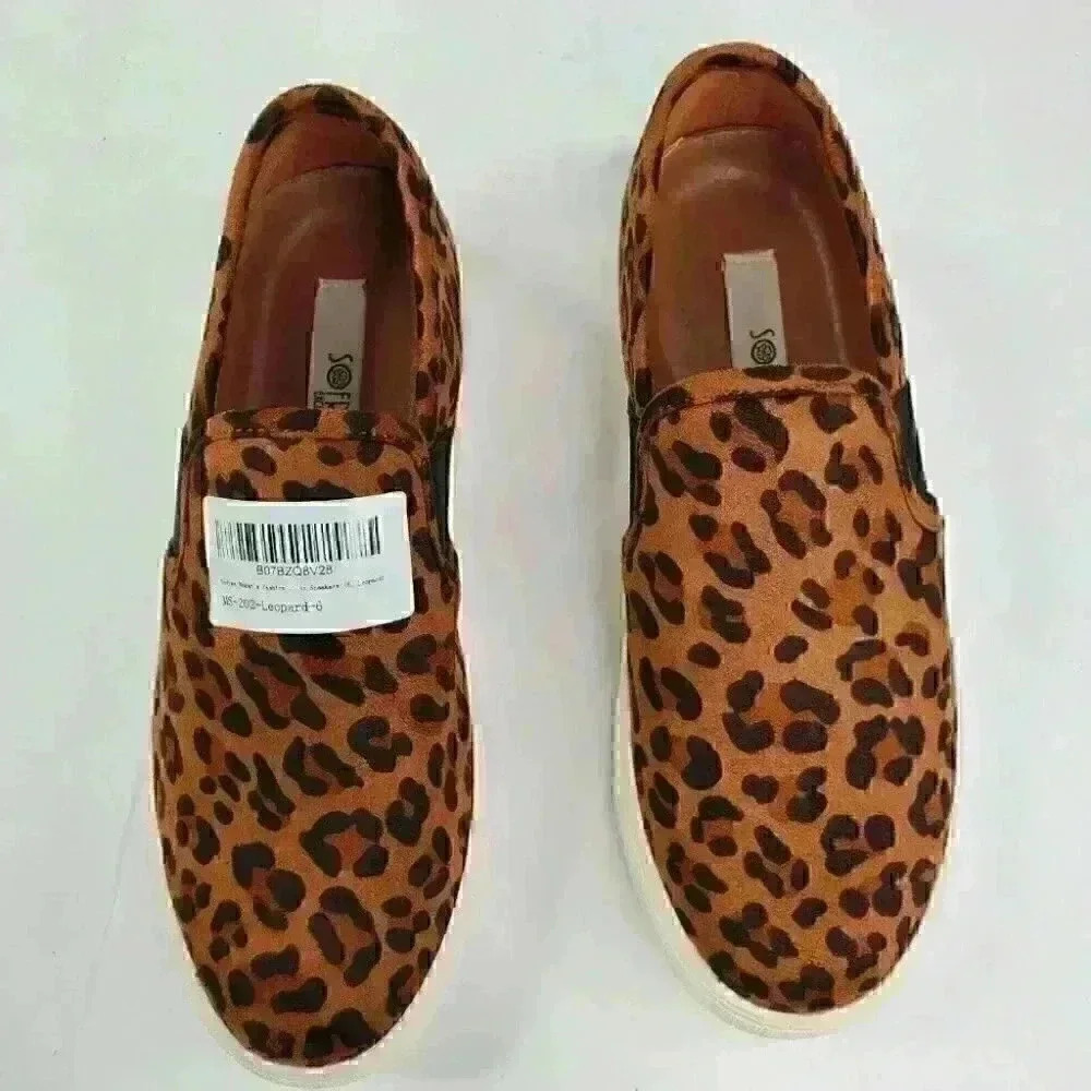 Sofree Exclusive Women's Fashion Leopard Platform Sneakers Slip On Shoes Size 6 - Picture 2 of 9